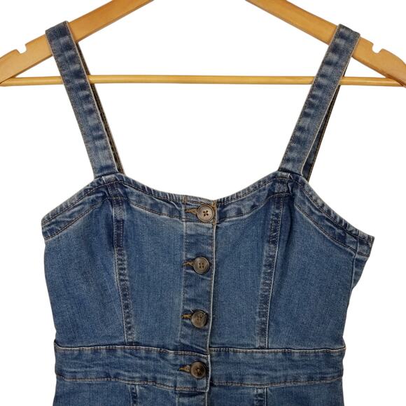 Aeropostale Women's Denim Jean Button Front Patch Pocket Mini Dress Small - Picture 6 of 9